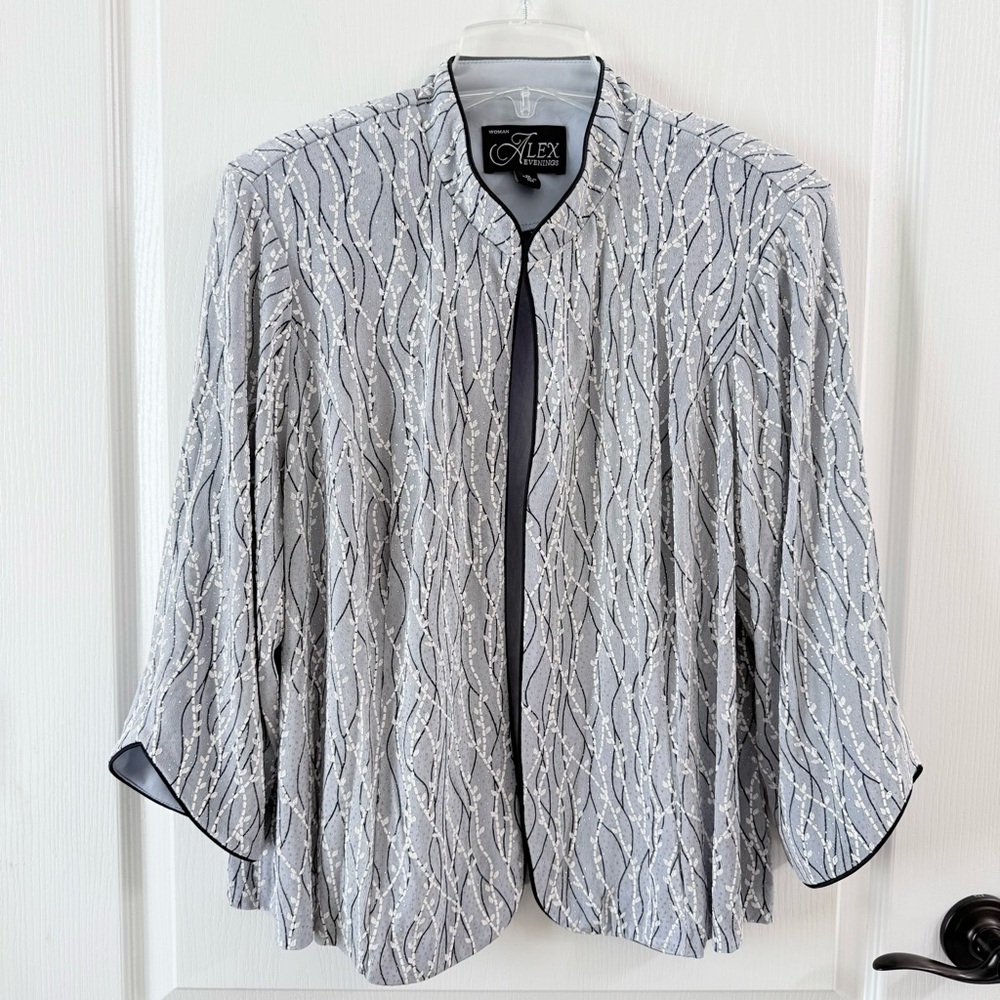 Alex Evenings Metallic Silver Jacket